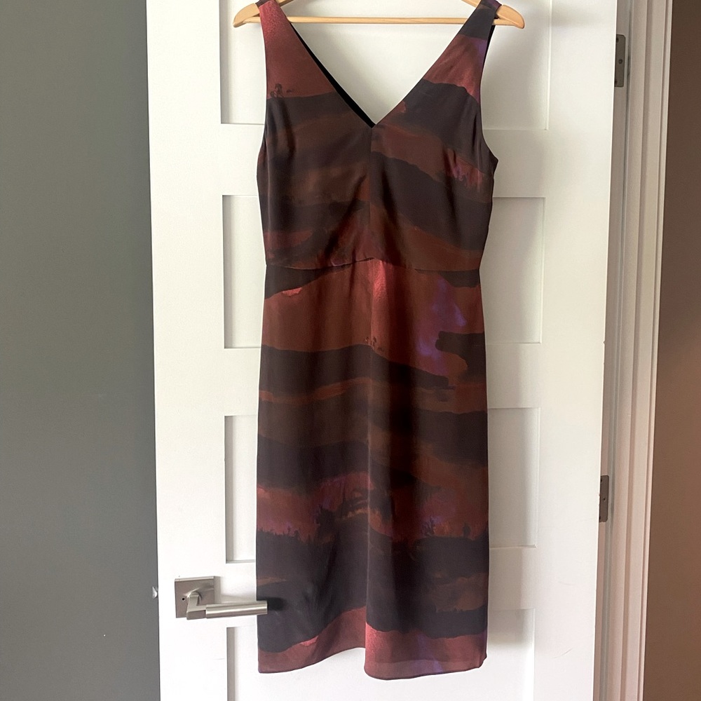 Babaton Brown and Black Striped Midi Dress